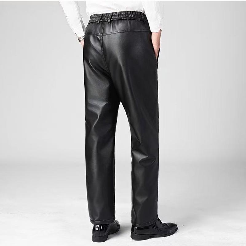 Men's PU Leather Pants - Oil & Waterproof, Loose Fit, Plus Size, Ideal for Work, Driving, Delivery, and Riding during Autumn/Winter.