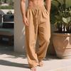 Men’s Loose-fit, New-style Linen Casual Wide-leg Trousers; Beach-style Straight-leg Trousers; Linen Fabric