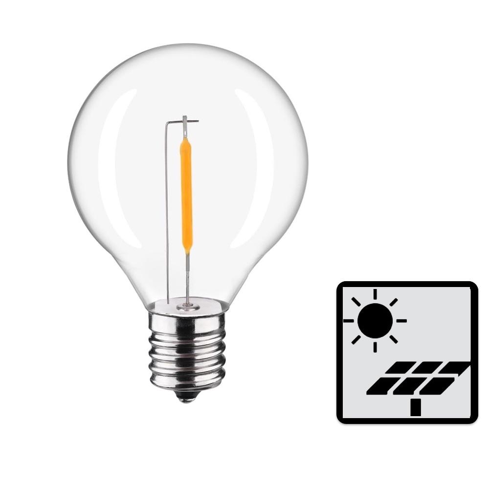 10x / 25x DC 3V Low-Voltage G40 LED Replacement Bulbs for Solar String Light, Shatterproof & Waterproof, 1W, E12 Base, 2700K Warm White