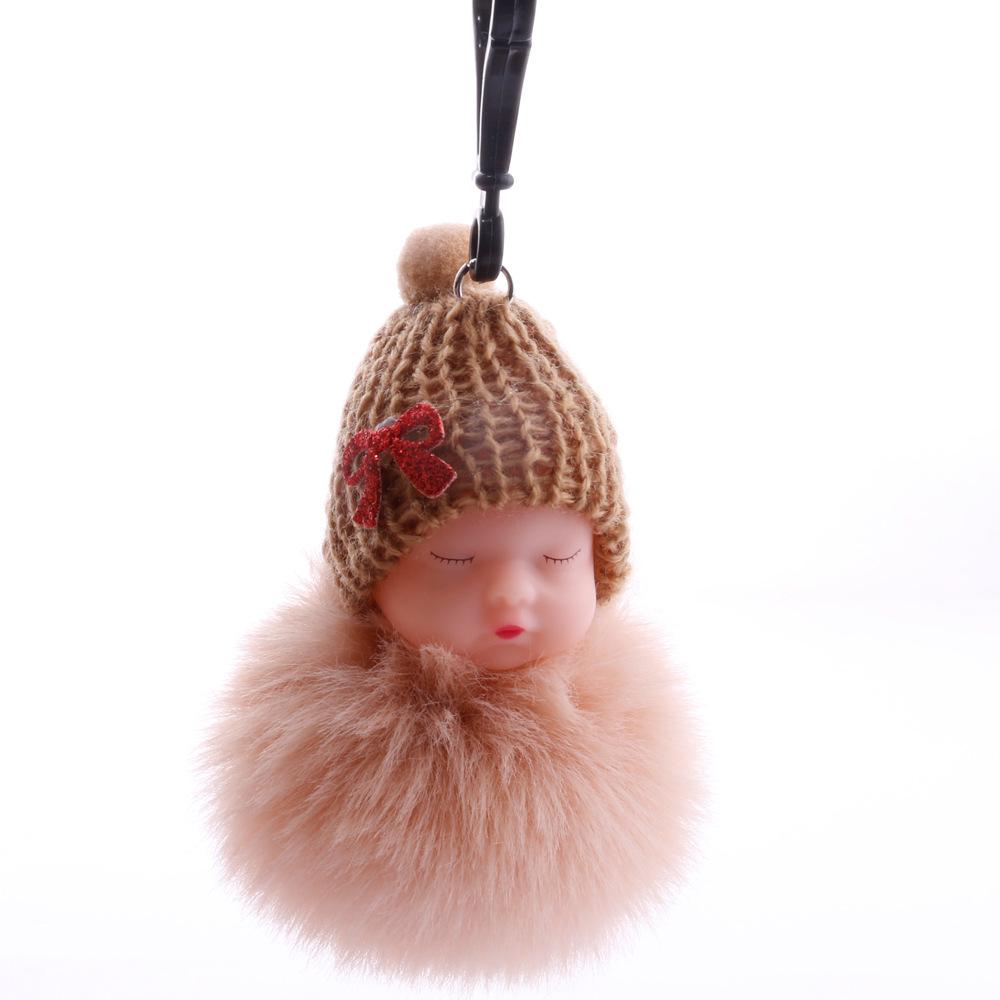 Imitation Rex Rabbit Fur Sleeping Doll Keychain - Cute Sleeping Baby Bag Pendant Gift