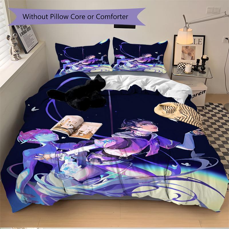 3pcs Butterfly Dreams Valorant Home Bedding Set-Fantasy Floral Decor for Bedroom, Living Room, Hotel, Festival Gift, Travel, Daily Use120202
