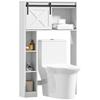 Über-WC-Aufbewahrungsmöbel mit Schiebetür, Regalmöbel über der Toilette, verstellbares Regal, weiß