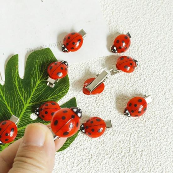 10Pcs Women Hair Clips Anti-slip Teeth Ladybug Decor Hairpins Bangs Buns Braids Multi-Purpose Styling Hair Pins