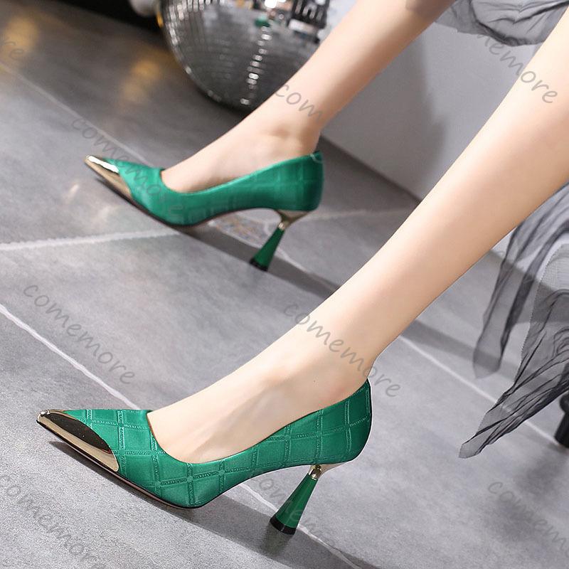 Fashion Comemore Women Pumps Shallow Mouth Single Shoes Female Spring Autumn New Sexy Pointed Toe 8cm High-heeled Fashion Women's Shoes
