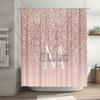 Name Letter Monogram Shower Curtain For Bathroom Decor Pink Glitter Sparkle Design With White Font Initials Customi