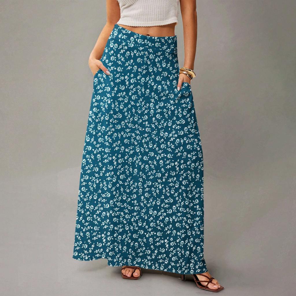 Women's Flowy Maxi Dress Regular Casual Floral Print Summer Bohemian Skirt