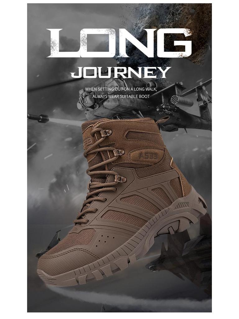 2025 Men's Desert Military Tactical Boots - Large Size, Outdoor Hiking & Mountaineering Training Boots