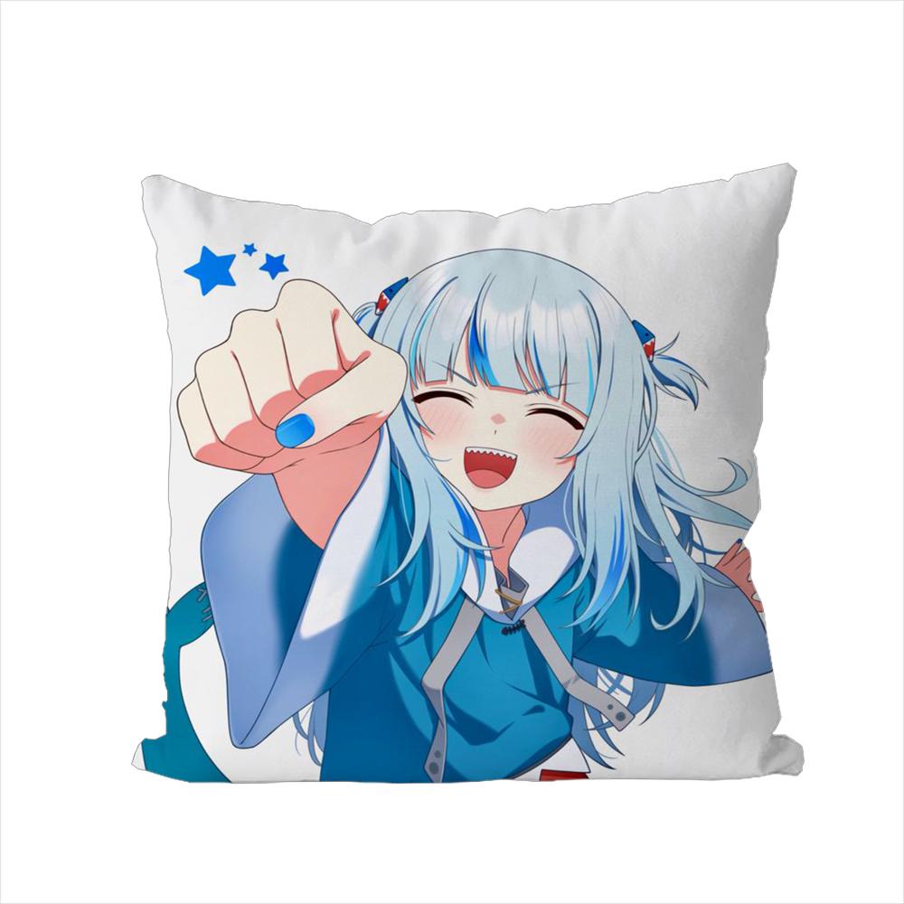 Gawr Gura Pillow Case For Car Sofa Decorative Home Doublesided Print Plush Square Throw Pillow Cushion Cover
