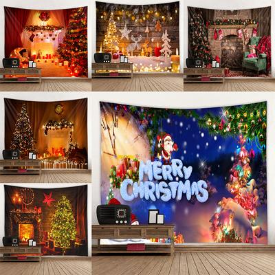 Home Decoration Merry Christmas Festive Atmosphere Tapestry Art Hippie Boho Decoration Background Cloth Tapiz Navideño