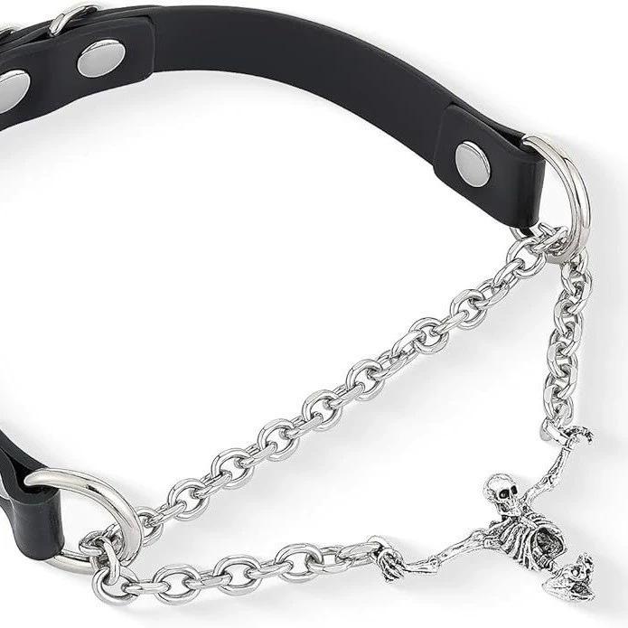 Punk Skull Pendant Leather Choker - Halloween European & American Trend чёрный