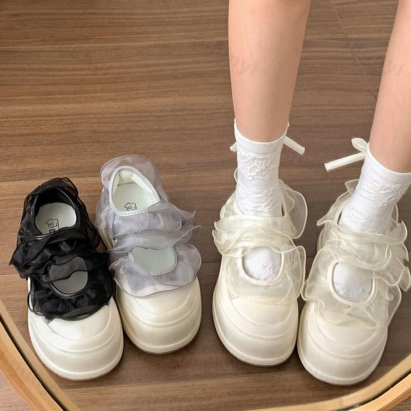 Fashion Elegant Thick Sole Shallow Mouth Casual Single Shoes for Women Autumn 2025 New Comfortable Versatile Lace Design Mary Jane Shoes