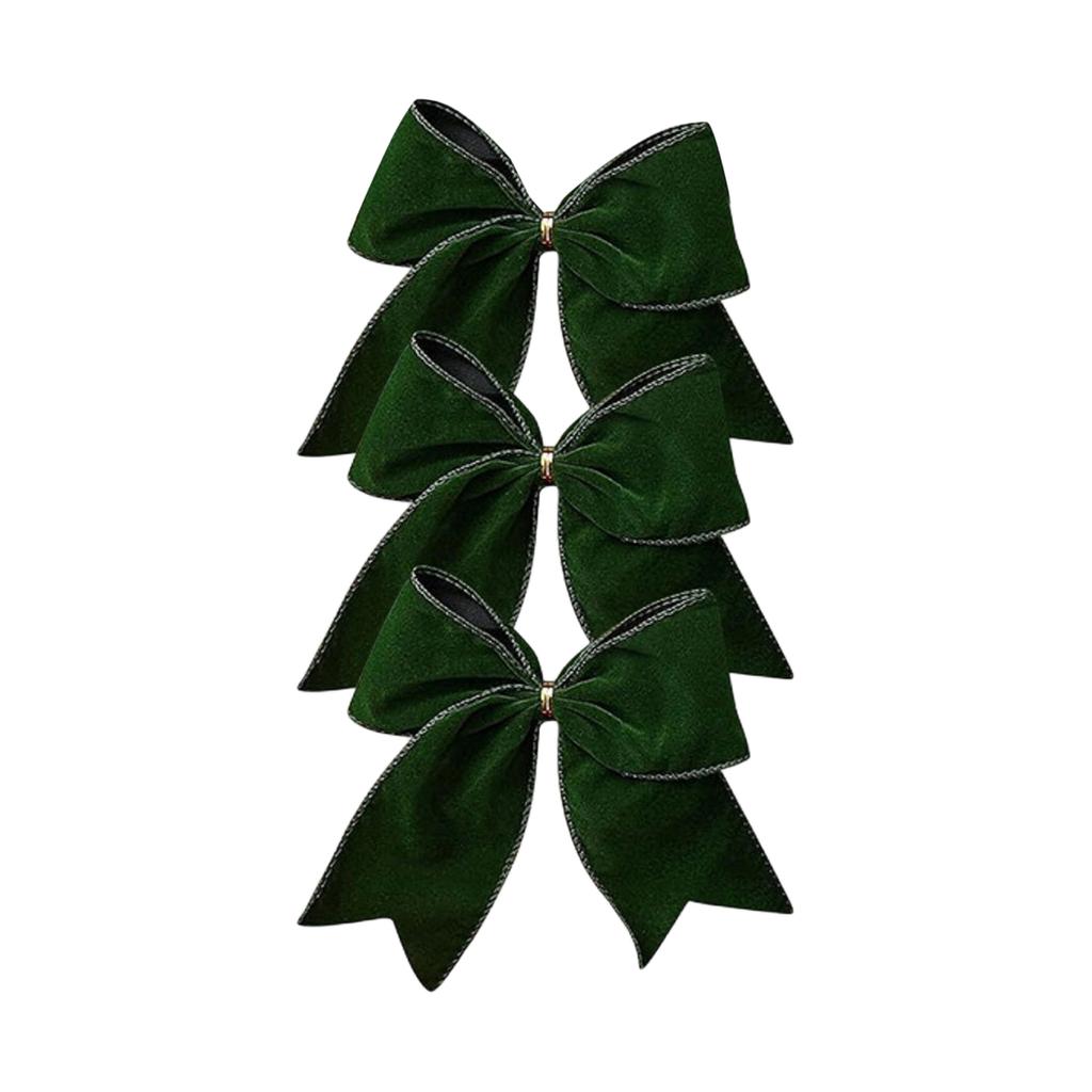 3pcs Christmas Bow Decorations, Fabric Christmas Tree Wreaths, Decorative Bow Decorations, Hanging Ornaments