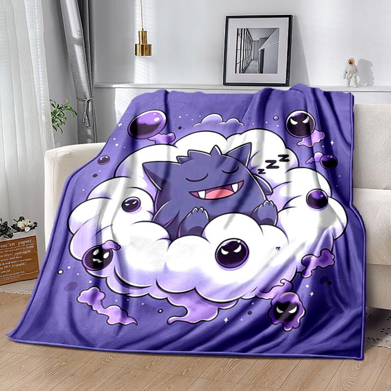 1pc Blanket Pokémon Characters Print Design, Lightweight Blanket for Sofa, Bed- Soft &Warm, Gift for All Seasons Like Christmas, Halloween
