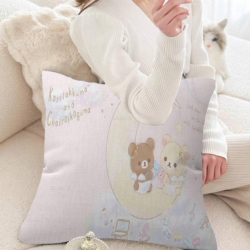 Popular Cute R-rilakkumas Bear Cushion Cover Car Throw Pillow Case For Sofa Car Christmas Gift 40x40cm 45x45cm