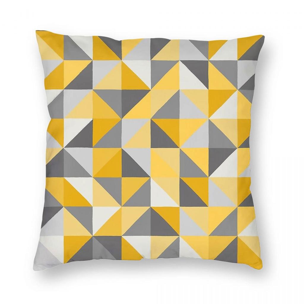 Geometrisk Senapsgul Grå Fyrkantig Kuddfodral Polyester Linne Sammet Kreativ Dekorativ Kuddefodral Soffkuddefodral