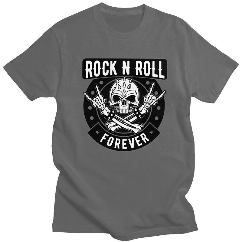 Custom Heavy Metal Rock N Roll Skull Tshirt for Men Short Sleeve T Shirt Cool Tshirts Slim Fit 100 Cotton Tee Gift
