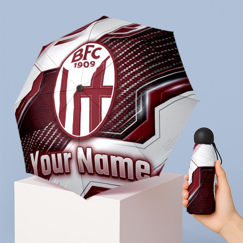Bologna FC Manual Five Fold 8 Rib Umbrella Support Custom Text, Lightweight Travel Umbrella