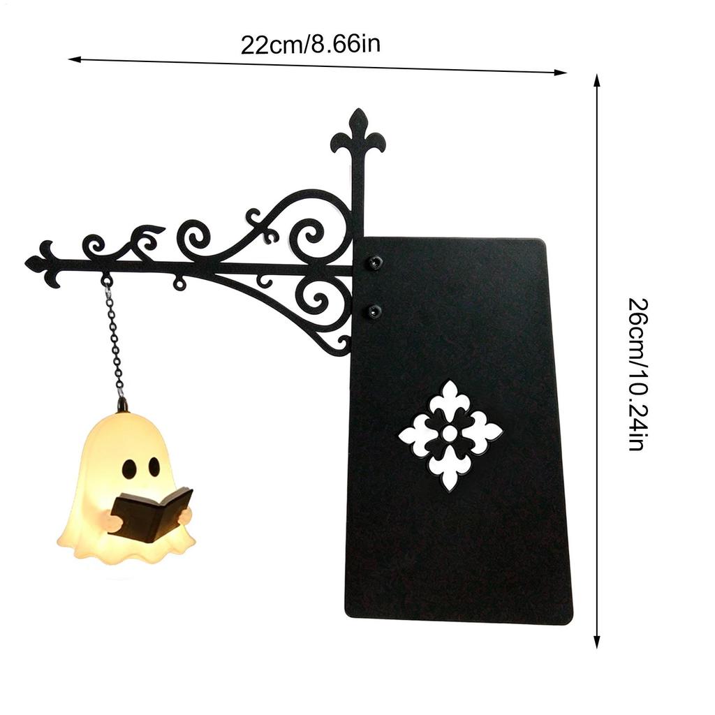 Small Cute Ghost Reading Book Lamp Cute Decorative Lantern Halloween Night Lamp For Home Bedside Table Bookshelf Bedroom