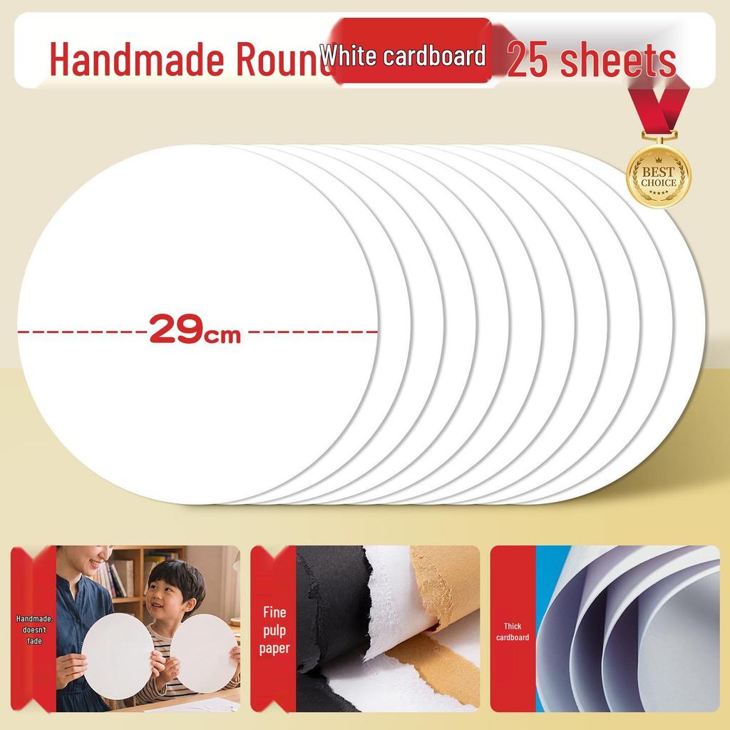Yuanhao Dubbelzijdig Wit en Zwart Kaartkarton: 21/25/29/36CM Rond knutselpapier voor schilderen en handgemaakte projecten.