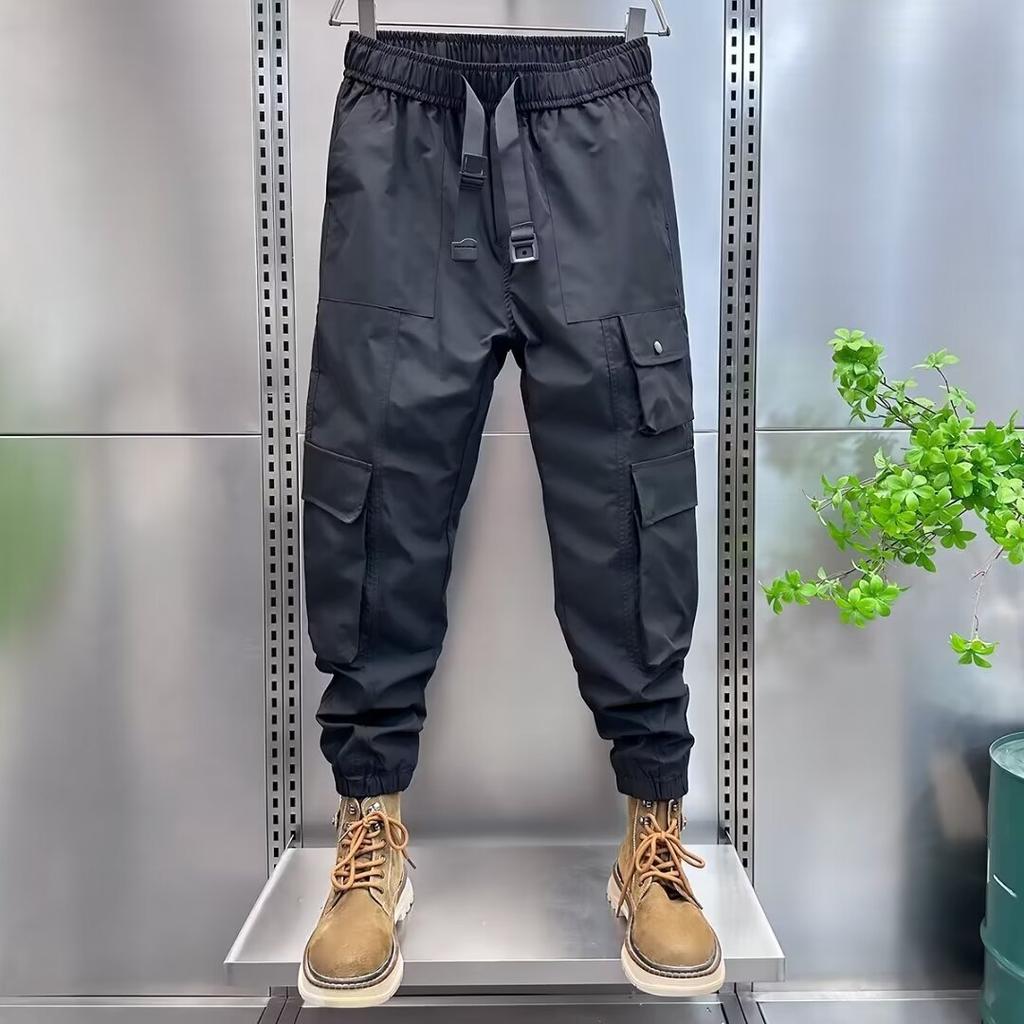 Overalls Men's Summer New Trend Brand Loose Large Size Casual Pants Fashion Multi-Pocket Tie Harlan Pants