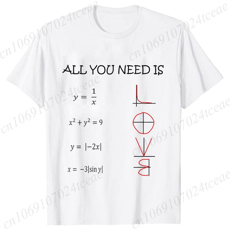 Retro Men's T-Shirt All You Need Is Love Math Equation Short Sleeve T-Shirt Summer Casual Tees Top Loose Oversize T-Shirt Men