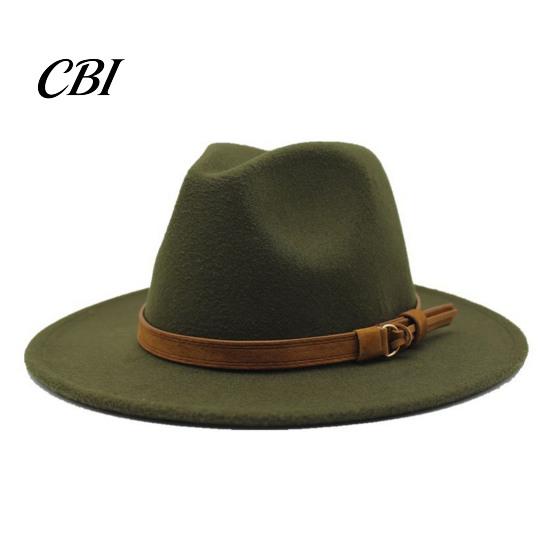 Outdoor Hiking Headwear Wool Felt Fedora Hat, Unisex Panama Hat with Faux Leather Band, Casual Daily Wear Wide Brim Vintage Trilby for Women