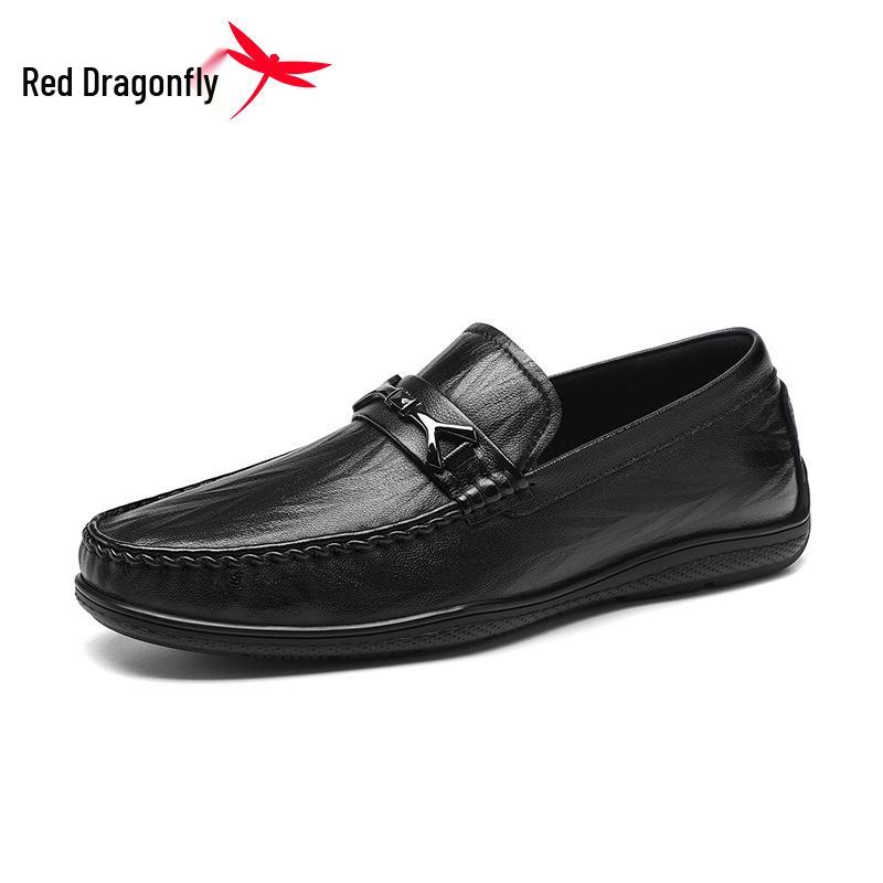 Red Dragonfly Men s Genuine Leather Summer Slip-ons: Casual, Soft, Sheepskin Driving Shoes US 6/240mm