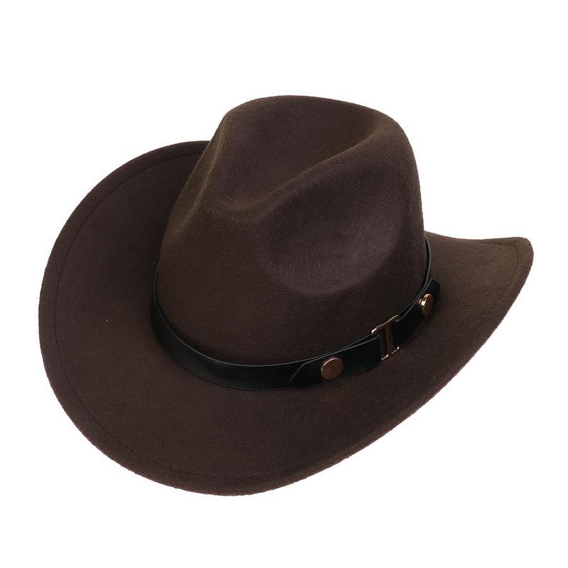 Western Cowboy Top Hat Spring And Autumn New Jazz Hat Big Brim Pentagram Belt Accessories Felt Hat Men And Women