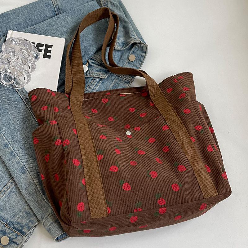 

Большая вместительная вельветовая сумка для женщин, новая модная нишевая и универсальная сумка на одно плечо для студентов колледжа, сумка для занятий