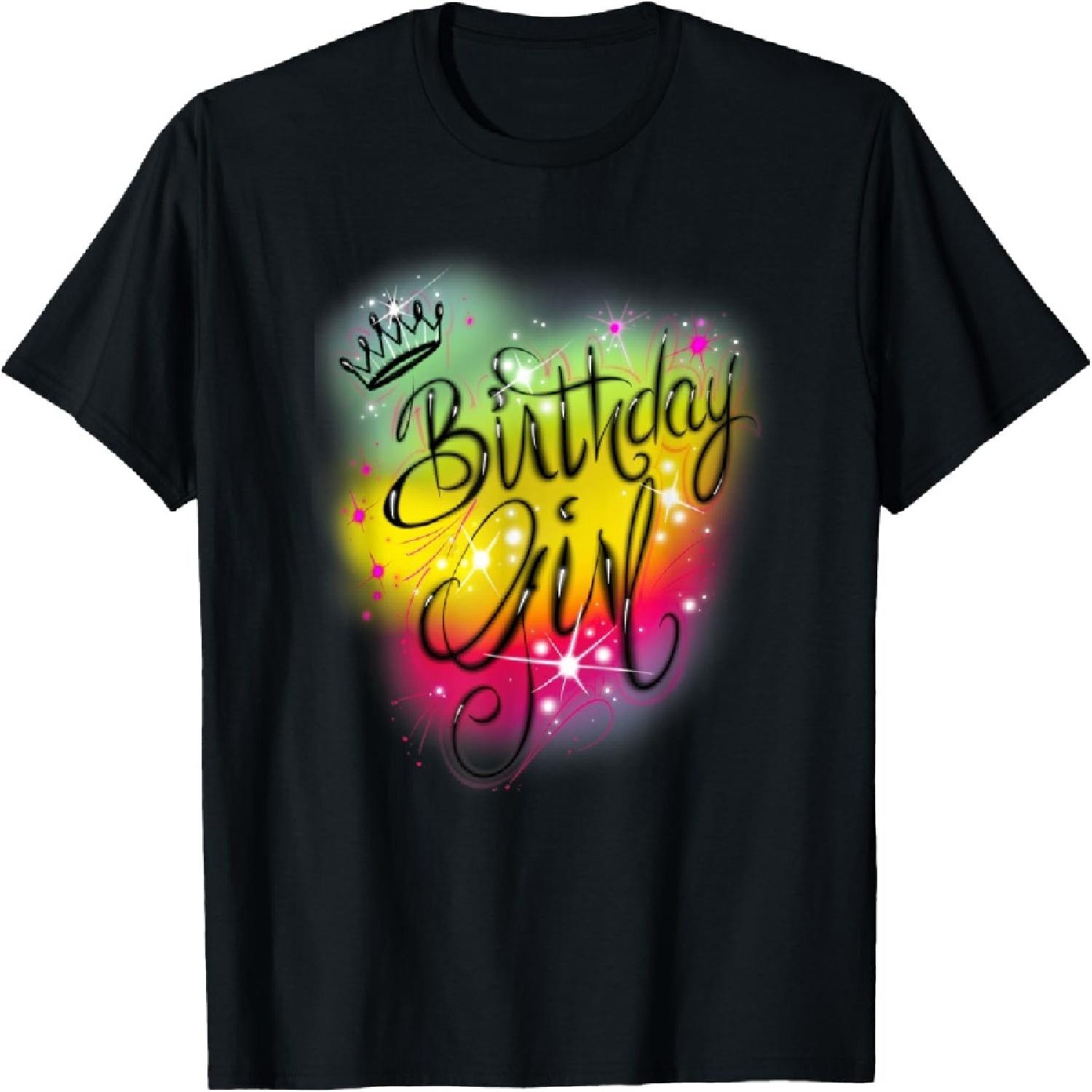 Cute Girls Birthday Party Birthday Airbrush Graffiti Retro T-Shirt XXXXXL разноцветный