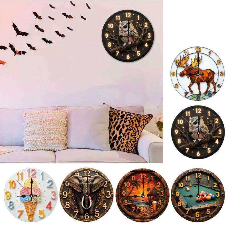 Acrylic Quiet Not Ticking Wall Clock Colorful Art Print Easy Mounting Perfect For Kitchen Living Space Decoration