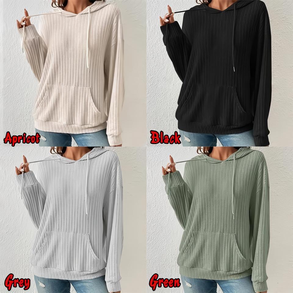 Dámské mikiny Základní jednobarevné pulovry Ležérní topy s dlouhým rukávem Lehký svetr s kapsou