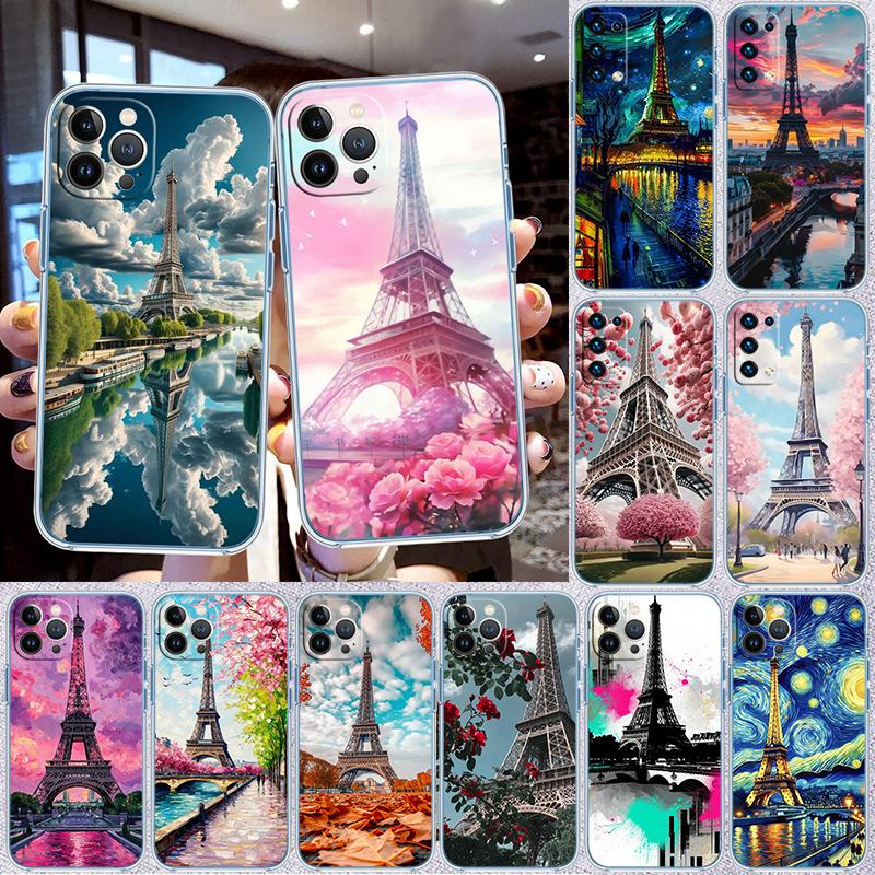 RP54 Torre Eiffel di Parigi Custodia Trasparente per Telefono per Samsung Galaxy A04 A04S A14 A23 A34 A54 M23 M33 M52 M53