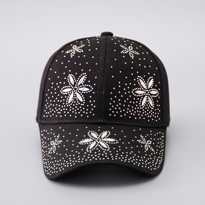 Luxury Embellished Letter Baseball Hat With Adjustable Strap For Trendy Women Black