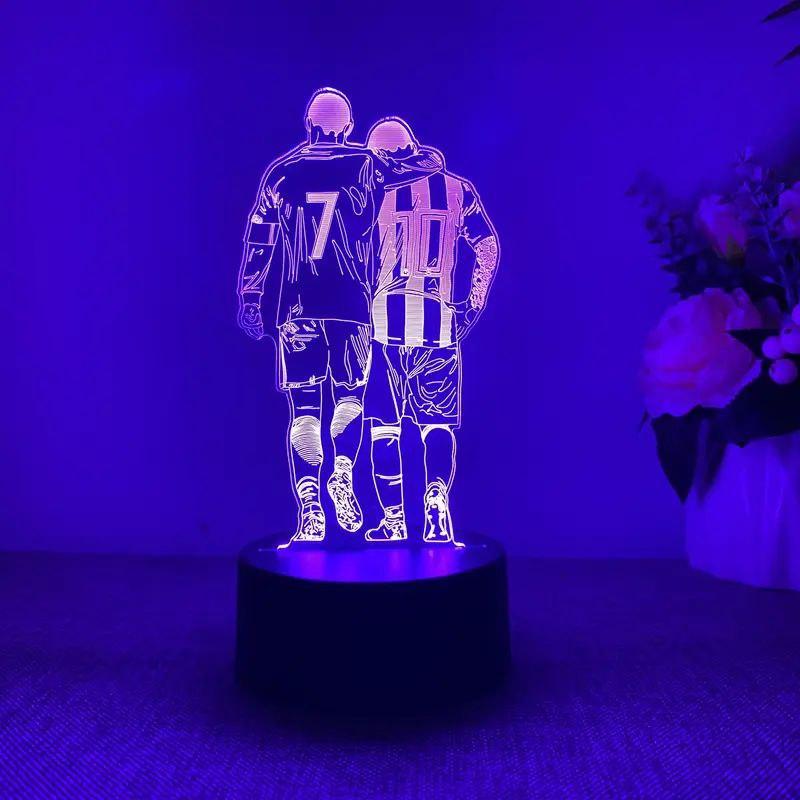Светильник Роналду и Месси футболист 3d-лампа ночник Ronaldo Messi акрил 19,8 см