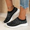 Women's Sports Shoes Spring New Round Head Shallow Mouth Glitter Mesh Cloth Breathable Soft Sole Non-slip Single Shoes