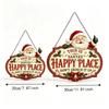 Festive Wooden Christmas Decoration Sign Snowman Reindeer Christmas Hanging Sign Santa Claus Bird Xmas Ornaments Front Door