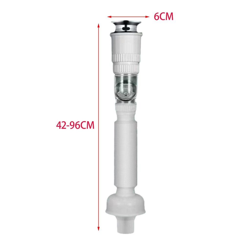 Bathroom Sink Drain Set 2 in 1 Flexible Drainage Pipe for Hotel Kitchen Home White