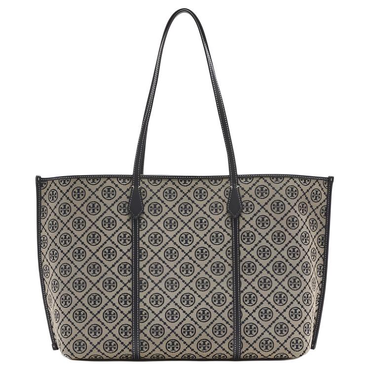 Tory Burch Perry T Monogram Classic T Letter Tote Bag Women Tote Blue 174279405