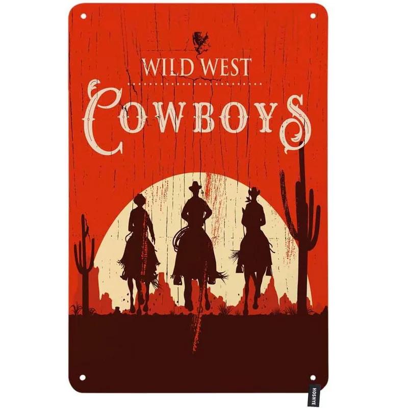 1 Stück Cowboys Metallschild Vintage Western Cowboys Reiten Pferde Metallposter Wandkunst Dekor für Zuhause Bars Clubs Cafés 8×12 Zoll
