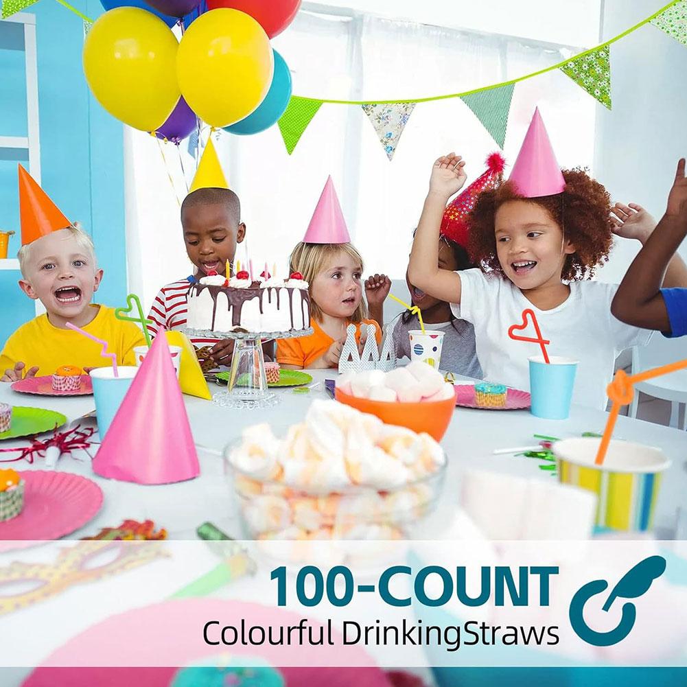 100pcs/set Drinking Straws Colorful & Black rietjes Party Straws Drinking Kitchen Wedding Suppl K6S3
