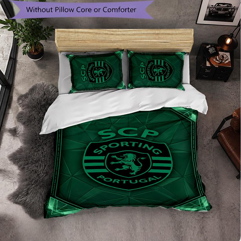Biancheria da Letto a Tema Sporting CP FC Set 3 Pezzi Copripiumino Biancheria da Letto Decorativa per Camera Adolescenti Decorazione Casa