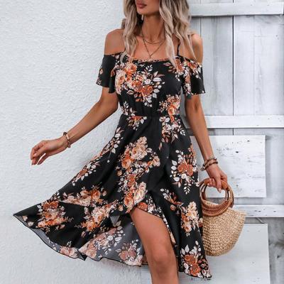 Dames Zomer Print Split Halterjurk