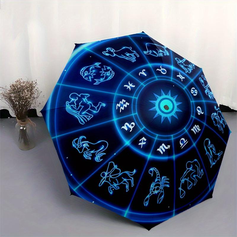 Zodiac Wheel Astrology Chart Horoscope DecorUmbrella, Portable 3-Fold Compact Umbrella for Men & Women Gift