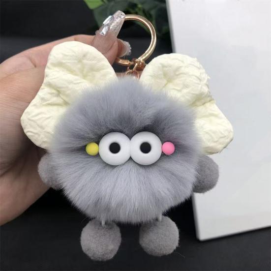 Keychain Plush Fur Bow Soft Imitation Fur Car Keychain Bags Backpacks Handbags Decorative Accessory