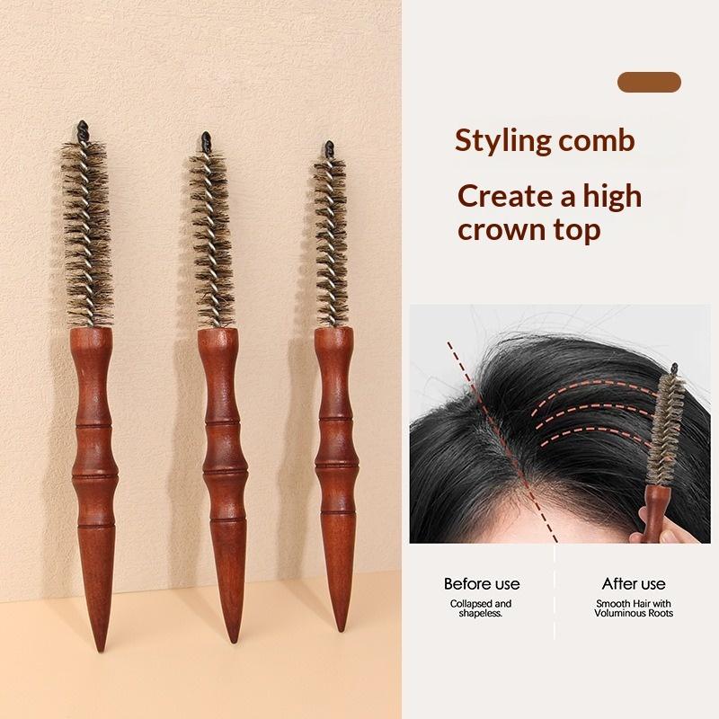 Boar Bristle Hair Brush Natural Boar Bristle Smooth Wooden Handle Hair Softening Comb for Home Salon Men Women