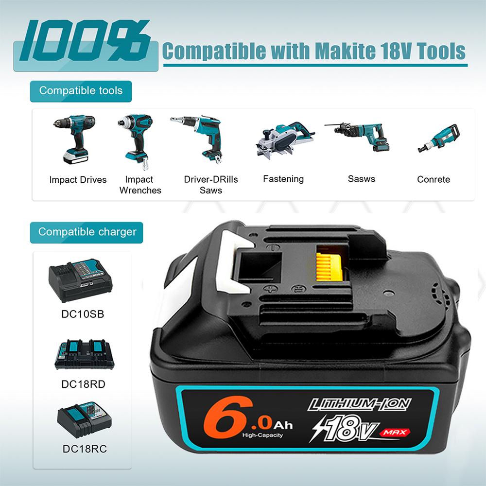 Genuine With Charger BL1860 Rechargeable Battery 18V 12000mAh Lithium Ion for Makita 18v Battery BL1850 BL1880 BL1860B LXT400