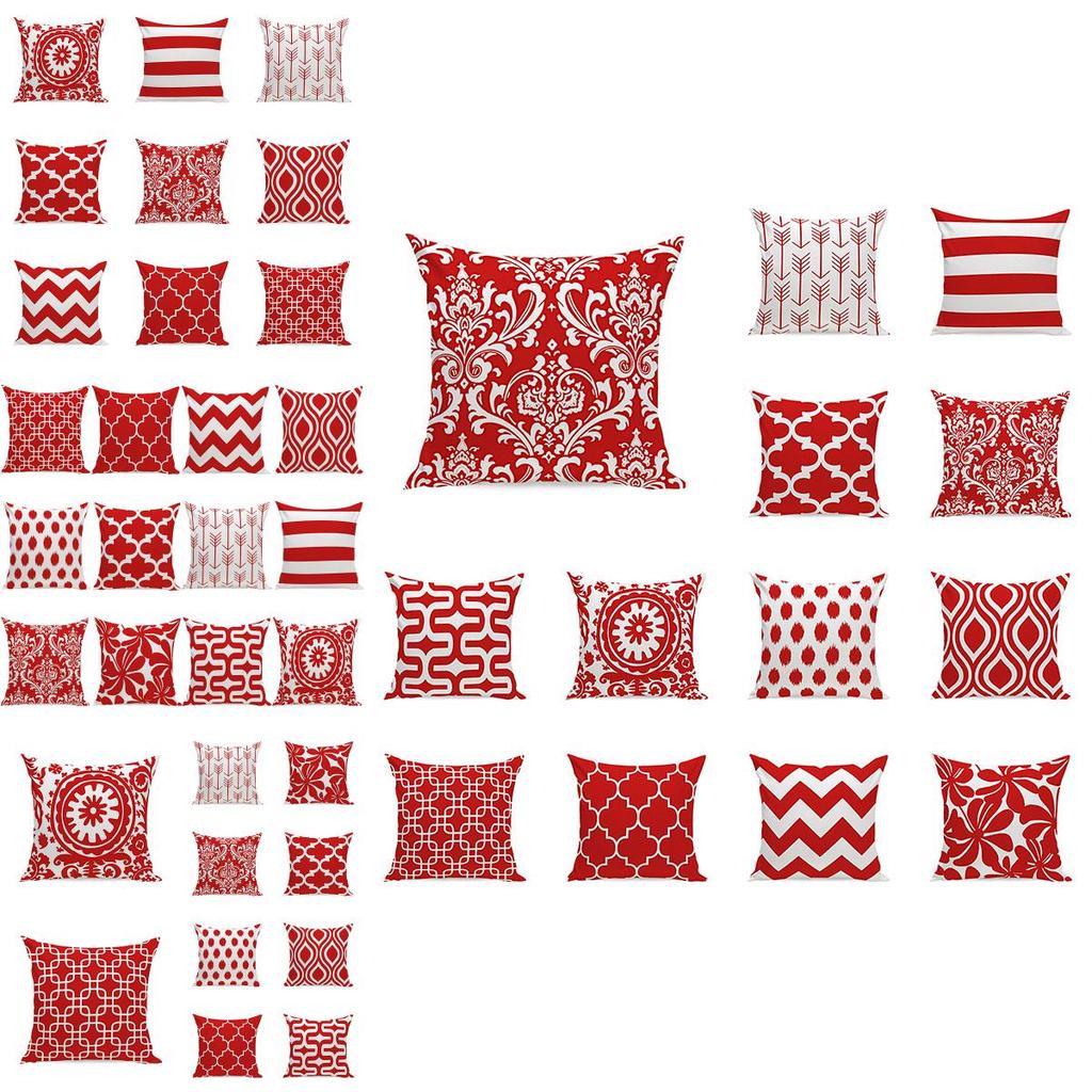Luxurious Red Geometry Pattern Cushion Cover For Stylish Home And Office Decor