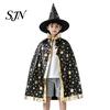 Mantello da Mago a Stelle per Bambini con Cappello per Ragazzi e Ragazze, Strega di Halloween Comodo Vestito Largo Costume di Scena Party Cosplay,