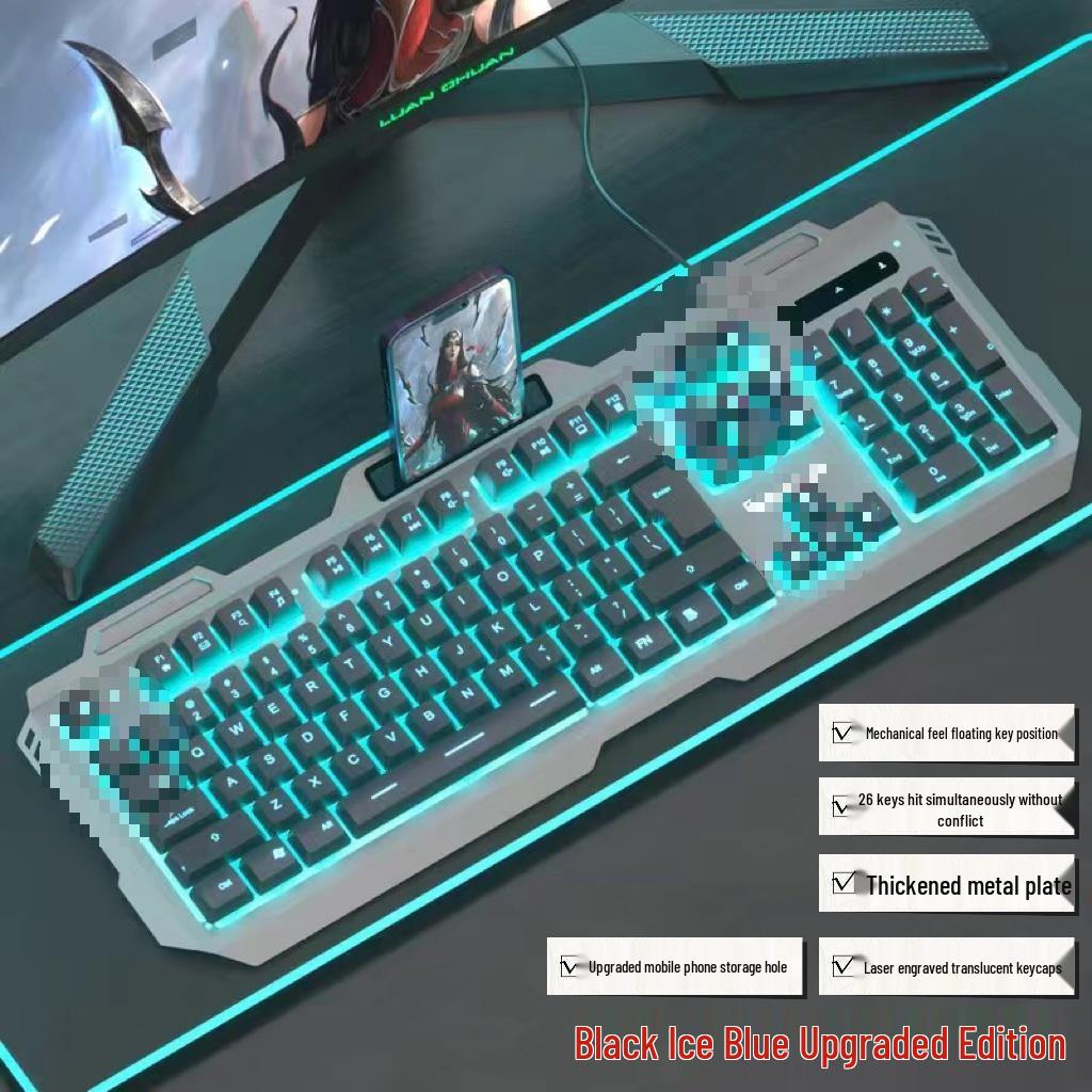 Backlit Wired Gaming Keyboard & Mouse Set with True Mechanical Feel and Suspended Keycaps